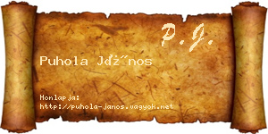 Puhola János névjegykártya